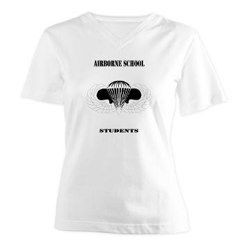Airborne - A01 - 04 - DUI - Airborne School - Cadre with Text - Women's V-Neck T-Shirt - Click Image to Close