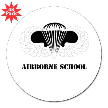 Airborne - M01 - 01 - DUI - Airborne School with Text 3" Lapel Sticker (48 pk) - Click Image to Close
