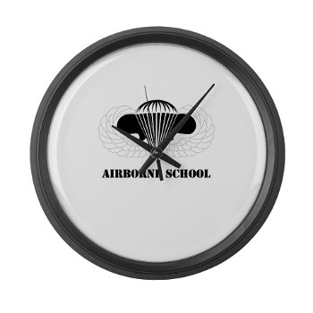 Airborne - M01 - 03 - DUI - Airborne School with Text Large Wall Clock - Click Image to Close