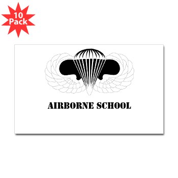 Airborne - M01 - 01 - DUI - Airborne School with Text Sticker (Rectangle 10 pk) - Click Image to Close