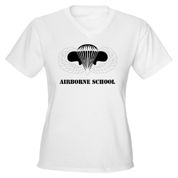 Airborne - A01 - 04 - DUI - Airborne School with Text Women's V-Neck T-Shirt