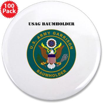 BAUMHOLDER - M01 - 01 - USAG Baumholder with Text - 3.5" Button (100 pack) - Click Image to Close