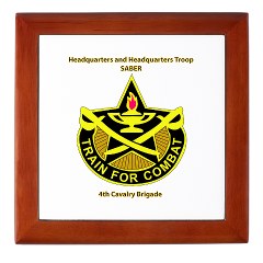 BHHTS - M01 - 03 - DUI - Brigade Headquarters Headquarters Troop - "Saber" with Text Keepsake Box