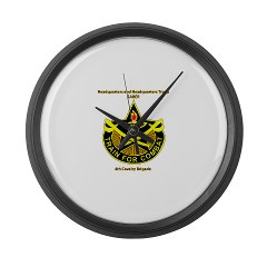 BHHTS - M01 - 03 - DUI - Brigade Headquarters Headquarters Troop - "Saber" with Text Large Wall Clock