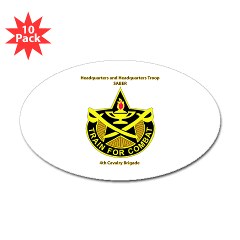 BHHTS - M01 - 01 - DUI - Brigade Headquarters Headquarters Troop - "Saber" with Text Sticker (Oval 10 pk) - Click Image to Close