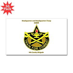 BHHTS - M01 - 01 - DUI - Brigade Headquarters Headquarters Troop - "Saber" with Text Sticker (Rectangle 50 pk)
