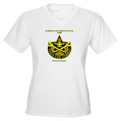 BHHTS - A01 - 04 - DUI - Brigade Headquarters Headquarters Troop - "Saber" with Text Women's V-Neck T-Shirt