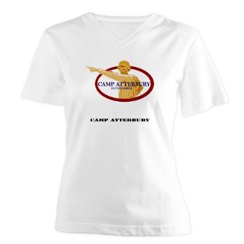 CA - A01 - 04 - Camp Atterbury with Text - Women's V-Neck T-Shirt