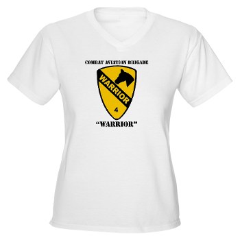 CAB - A01 - 04 - DUI - Combat Aviation Brigade - Warrior with Text - Women's V-Neck T-Shirt