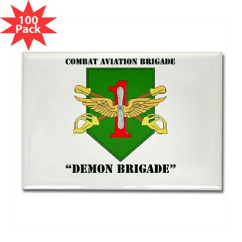 CABDB - M01 - 01 - DUI - Combat Aviation Bde - Demon Brigade with Text Rectangle Magnet (100 pack)