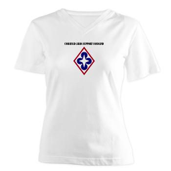 CASCOM - A01 - 04 - Combined Arms Support Command with Text - Women's V-Neck T-Shirt