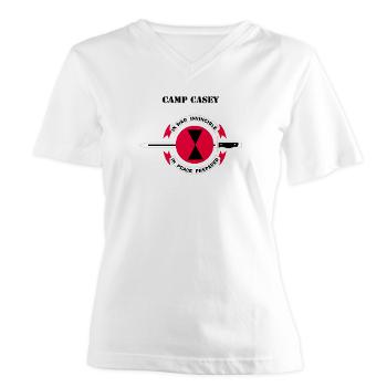 CC - A01 - 04 - Camp Casey with Text - Women's V-Neck T-Shirt