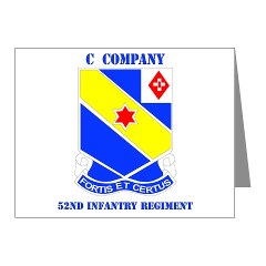 CC52IR - M01 - 02 - DUI - C Company - 52nd Infantry Regt with Text - Note Cards (Pk of 20)