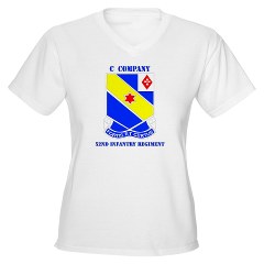 CC52IR - A01 - 04 - DUI - C Company - 52nd Infantry Regt with Text - Women's V-Neck T-Shirt