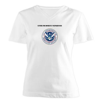 CDP - A01 - 04 - Center for Domestic Preparedness with Text - Women's V-Neck T-Shirt