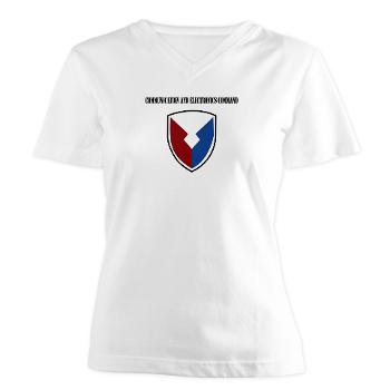 CEC - A01 - 04 - Communication and Electronics Command with Text - Women's V-Neck T-Shirt