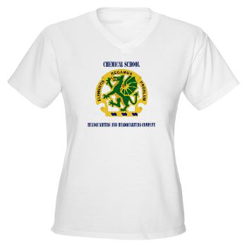 CSHQHQC - A01 - 04 - DUI - Chemical School - HQ and HQ Coy with Text - Women's V-Neck T-Shirt