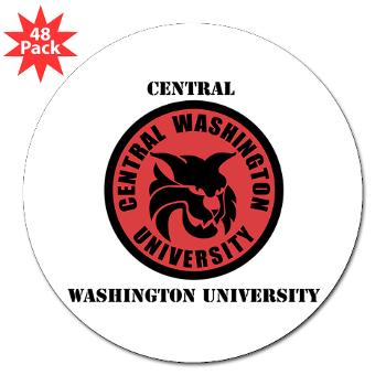 CWU - M01 - 01 - SSI - ROTC - Central Washington University with Text - 3" Lapel Sticker (48 pk) - Click Image to Close