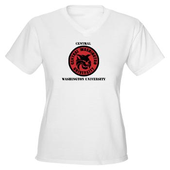 CWU - A01 - 04 - SSI - ROTC - Central Washington University with Text - Women's V-Neck T-Shirt
