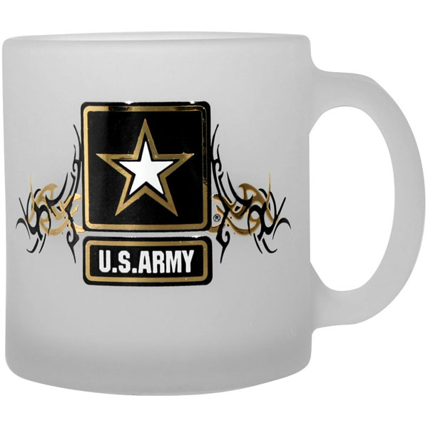 Army Army Star Scroll Design Gold Foiled and Frosted Coffee Mug  Quantity 5  - Click Image to Close