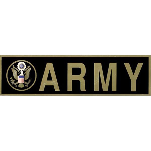 Army Decal: Army with Crest Logo 3.5 x 12 inch Metallic Bumper Sticker  Quantity 10  - Click Image to Close