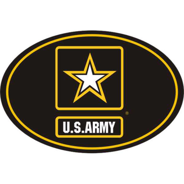 Army Decal US Army Star Logo Oval Euro Style Decal  Quantity 10  - Click Image to Close