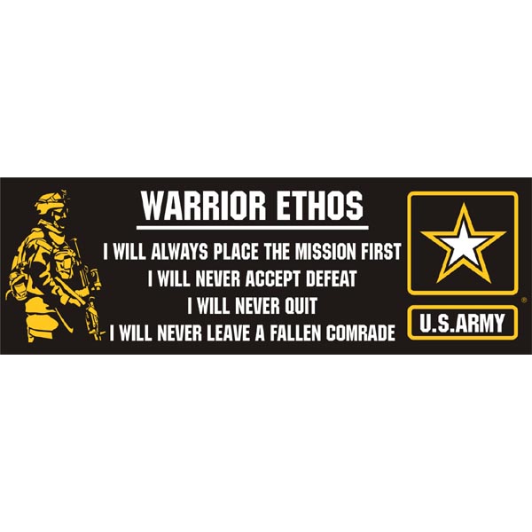 Army Decal Warrior Ethos 9 x 3 inch Bumper Sticker  Quantity 10