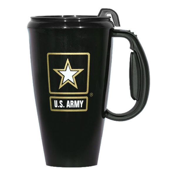 Army US Army Star Black 16 oz Travel Mug with Black Lid  Quantity 5  - Click Image to Close