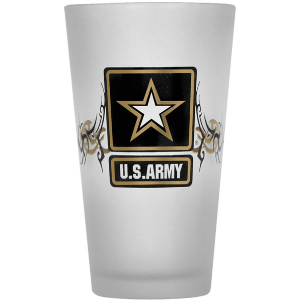 Army US Army Star Frosted and Foiled 16 oz Beer Glass  Quantity 5