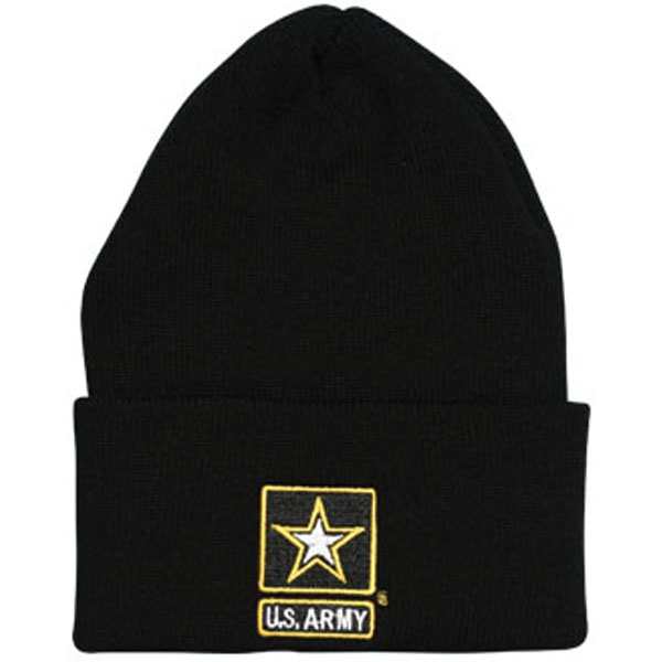 Army US Army with Star Logo Direct Embroidered Black Watch Cap  Quantity 5  - Click Image to Close