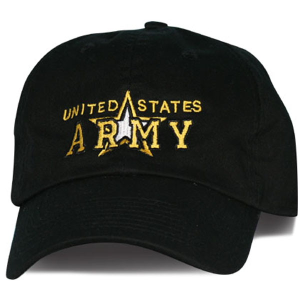 Army United States Army with Star Design Direct Embroidered Black Ball Cap  Quantity 5