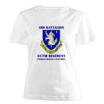 3B337CSS - A01 - 04 - DUI - 3rd Battalion - 337th CSS with Text Women's V-Neck T-Shirt - Click Image to Close