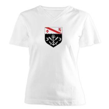 EBN - A01 - 04 - DUI - 1st Engineer Battalion - Women's V-Neck T-Shirt
