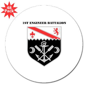 EBN - M01 - 01 - DUI - 1st Engineer Battalion with Text - 3" Lapel Sticker (48 pk)