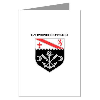 EBN - M01 - 02 - DUI - 1st Engineer Battalion with Text - Greeting Cards (Pk of 10) - Click Image to Close