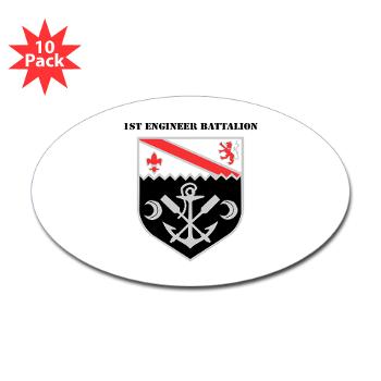 EBN - M01 - 01 - DUI - 1st Engineer Battalion with Text - Sticker (Oval 10 pk)