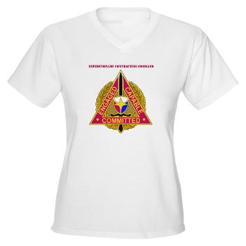ECC - A01 - 04 - DUI - Expeditionary Contracting Command with Text - Women's V-Neck T-Shirt