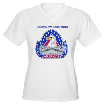 ECC410SB - A01 - 04 - DUI - 410th Contracting Support Bde with text - Women's V-Neck T-Shirt