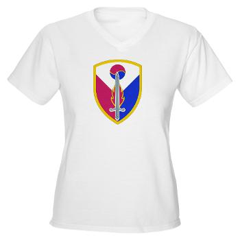 ECC411SB - A01 - 04 - SSI - 411th Support Bde - Women's V-Neck T-Shirt
