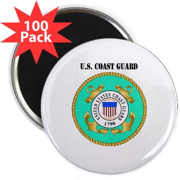 EMBLEMUSCG - M01 - 01 - EMBLEM - USCG WITH TEXT - 2.25" Magnet (100 pack) - Click Image to Close