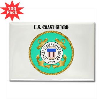 EMBLEMUSCG - M01 - 01 - EMBLEM - USCG WITH TEXT - Rectangle Magnet (100 pack) - Click Image to Close
