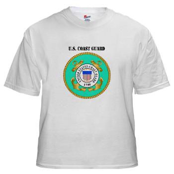 EMBLEMUSCG - A01 - 04 - EMBLEM - USCG WITH TEXT - White t-Shirt