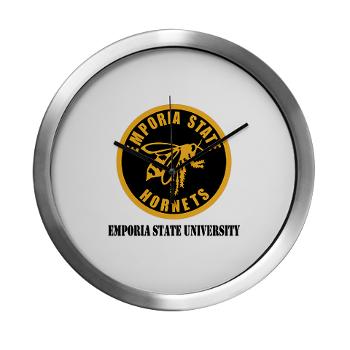 ESU - M01 - 03 - SSI - ROTC - Emporia State University with Text - Modern Wall Clock - Click Image to Close
