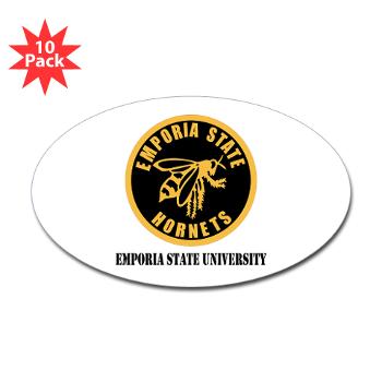 ESU - M01 - 01 - SSI - ROTC - Emporia State University with Text - Sticker (Oval 10 pk) - Click Image to Close