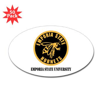 ESU - M01 - 01 - SSI - ROTC - Emporia State University with Text - Sticker (Oval 50 pk) - Click Image to Close