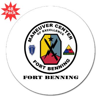FB - M01 - 01 - Fort Benning with Text - 3" Lapel Sticker (48 pk)