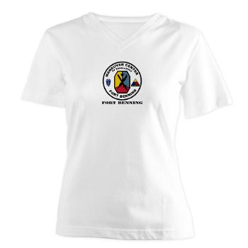 FB - A01 - 04 - Fort Benning with Text - Women's V-Neck T-Shirt