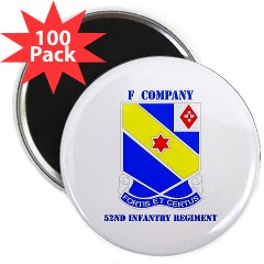 FC52IR - M01 - 01 - DUI - F Company - 52nd Infantry Regiment 2.25" Magnet (100 pack) - Click Image to Close