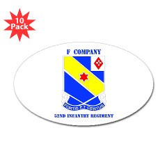 FC52IR - M01 - 01 - DUI - F Company - 52nd Infantry Regiment with text Sticker (Oval 10 pk) - Click Image to Close