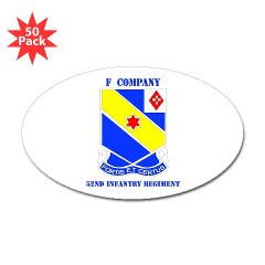 FC52IR - M01 - 01 - DUI - F Company - 52nd Infantry Regiment with text Sticker (Oval 50 pk) - Click Image to Close
